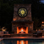 Koosome Outdoor Clocks Waterproof 18 Inch, Large Wall Clock with Thermometer & Hygrometer, Illuminated Battery Operated Clock with Smart Sensor for Patio, Pool, Garden, Porch, Living Room