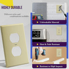 ENERLITES Duplex Receptacle Outlet Wall Plate, Electrical Outlet Cover, Gloss Finish, Mid-Size 1-Gang 4.88" x 3.11", Unbreakable Polycarbonate Thermoplastic, UL Listed, 8821M-I-10PCS, Ivory, 10 Pack
