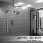 KATAIS Oil Rubbed Bronze Digital Display Shower System with 12 inch Ceiling Mounted Shower Head and Wall Mounted Two Shower Head(8 inch), with Handheld Shower