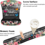 Keyboard Wrist Rest and Mouse Pad Wrist Support Set with Coasters, Non-Slip PU Base Ergonomic Gaming Mousepad for Home Office Working Studying Easy Typing & Pain Relief, Floral Quote Live Laugh Love