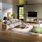 Bme Coffee Table for Living Room, Lyra Solid Wood Rectangle, Mid Century Modern Center Table with Storage, Easy Assembly, Oak Light Grey