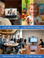 RUWBY QHD 2K Webcam with Built-in Dual Mics, Wide-Angle Lens, Privacy Cover, Tripod Stand, Autofocus PC Camera, Plug and Play for Desktop Computer or Laptop
