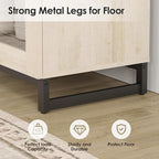 WAMPAT Modern TV Stand for TVs up to 120 inch, 4 in 1 TV Console with Glass Doors and 2 Drawers, Entertainment Center with Adjustable Shelf for Living Room, Bedroom, Light Oak