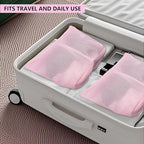 Guozcaray 2 Pcs laundry bag with handles mesh laundry bags washing machine laundry totes travel storage and sorting bag for Clothes laundry bag for delicates(Pink2N)