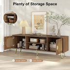 Dorivibe 54.33" Walnut TV Stand for TVs up to 60 Inch, Mid Century Modern Entertainment Center Console Table with Storage Cabinet, Wood Media Furniture for Living Room, Bedroom