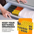 Storacell AAA-12 Battery Storage Caddy and Dispenser (Pack of 2), Yellow, Holds 12 AAA Batteries (Not Included), Durable & Compact Design, The Original Battery Caddy, Made in The USA