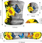 Keyboard Wrist Rest and Mouse Pad Wrist Support Set with Coasters, Non-Slip PU Base Ergonomic Gaming Mousepad for Home Office Working Studying Easy Typing & Pain Relief - Sunflower and Butterfly