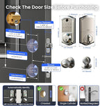 Veise VE017-K Fingerprint Smart Lock with 2 Knobs, App Control, Keyless Entry Front Door Lock with Handle Set, Electronic Digital Touchscreen Keypad Deadbolt, IP55 Waterproof, Auto-Lock, Satin Nickel