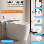Smart Toilet with Elongated Heated Seat, Auto Flush, Manual Soft-Close Seat & Lid, Night Light, Electric Tankless Toilets with Dual Flush 0.8/1 GPF, MAP 1000g