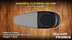 10 Magnetic Memo Holders Set - Large Clip, Plastic - Silver Black