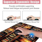 BFUKVOU Large Keyboard Mouse Pad Set, Extended Mouse Pad+Keyboard Wrist Rest Support, Memory Foam Ergonomic Easy Typing, 4Pcs (31.5×11.8 in) Desk Pad Set for Office Home,Vintage Bookshelf