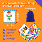 Special Needs Communication Cards, 40 Double-Sided Cards 80 Basic Special Needs for Children and Adults with Autism, Speech Delay Visual Aid Non Verbal Speech Therapy for Toddlers, Kids, Seniors