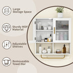 Wall Mounted Bathroom Storage Cabinet Medicine Cabinet with Acrylic Doors & Towel Bar Adjustable Shelves for Bathroom, Laundry Room, Bedroom, Enterway