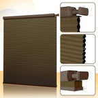 Boolegon No Drill Motorized Cellular Blinds with Remote Motorized Blackout Honeycomb Blinds for Indoor Windows Easy to Install Automatic Cellular Shades for Home,Blackout Dark Brown,Custom Size