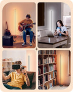 EDISHINE LED Corner Lamp, Set of 2 Minimalist Dimmable Tall Light with Remote, 57.5" Floor Lamps for Living Room, Bedroom, Home Office, 7 Color Temperature 2700-6000K (Black)