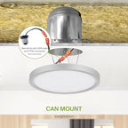 ASD LED 7" Round Flush Mount Ceiling Light Fixture, Low Profile Surface Lighting | 5CCT, Dimmable, Ultra-Thin, ETL Listed | 15W 1260LM 2700-6000K 120V | Kitchen, Bedroom, Hallway Lamp | Nickel