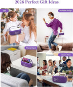 COLSUR Bluetooth Speaker Alarm Clock with Wireless Charger, FM Radio, Adjustable LED Night Light, 6 in 1 Bedroom Portable Speaker 2500mAh, Phone Stand for Bedside, Home, Office, Gift (Purple)