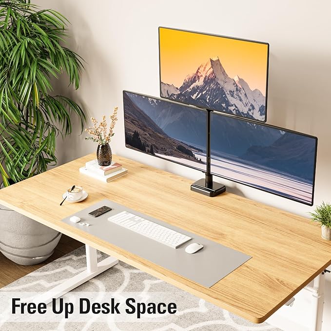 DreamAxis Triple Monitor Mount up to 32" Computer Screen, up to 19.8lbs Each, Adjustable 3 Monitor Stand with Clamp & Grommet Kit, Gas Spring Arm with Tilt Swivel Rotate, VESA Mount 75x75/100x100mm