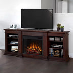 Real Flame Fresno 72" TV Stand with Electric Fireplace Dark Walnut, Entertainment Center with Electric Fireplace, Living Room TV Stand with Fireplace, fits up to 70" TV