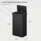 EKO Nova Sensor Trash Can, 21 Gallon/80 Liter Stainless Steel Rectangular Touchless Motion Sensor Trash Can, Matte Black