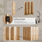 ALeesing 6 Panel Pegboard Room Divider, 5.6Ft Pegboard Display Folding Privacy Screens, Wood Room Divider Peg Board Display Freestanding for Trade Show Craft Show Home Wall Organizer, Light Brown