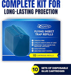 Zaperly 10-Pack Refill Cartridges for Fruit Fly Trap Indoors - Strong Adhesive to Capture Fruit Flies, Gnats, Houseflies, Moths, and Flying Insects