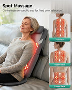 Snailax Gifts for Men Women Chair Back Massager for Full Back Pain Relief Deep Tissue, Vibration Heated Seat Cushion Long Track Dual 3D Shiatsu Rollers, 3 Height Settings Foldable Massage Chair Pad