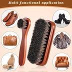 2 Pcs Horsehair Shine Shoes Brush Kit Polish Dauber Applicators Cleaning Leather Shoes Boots Care Brushes Suede Cleaner Brush(2 Pcs Style F)