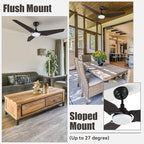 SMAAIR 56 Inch Smart Ceiling Fan with Light, 3 Blade Low Profile Ceiling Fan with Light and 10 Speed DC Motor, works with APP/Alexa/Google Assistant/Siri Shortcuts (Dark Walnut Wood)