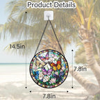 DASTOLL Stained Glass Window Hanging, Colorful Butterfly Suncatcher for Doors Home Sun Catchers Decoration and Christmas, Mother's Day Birthday Gifts for Women, Men, and Mom 7.8 in