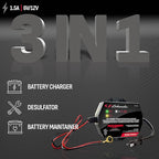 Schumacher Electric 1.5A Car Battery Charger and Maintainer, 3-in-1 Solution, for 6V/12V Power Sport, Automotive, and Marine Batteries, SC1300