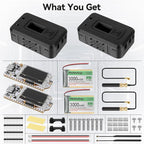Meshnology 2 Set ESP32 Lo Ra V3 Module Board with 915 MHz Antenna + 3000mAh Battery + Case - WiFi Blue Tooth SX1262 CP2102 0.96” OLED Display Type C for Ar duino Mesh Tastic IoT (N35, Black)