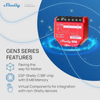 Shelly 1PM Gen3 | WiFi Smart Relay Switch with Power Metering, 1-Channel 16A | Home Automation | Compatible with Alexa & Google Home | iOS Android App | No Hub | Wireless Lighting Control