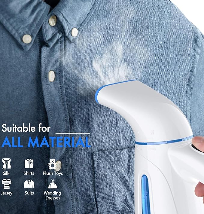 OGHom Steamer for Clothes, Handheld Clothing Steamer for Garment, 240ml Big Capacity 700W Portable Travel Steam Iron (Blue)