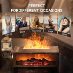 Fireplace Flame Air Diffuser Humidifier,7 Colors Aromatherapy Essential Oil Diffuser,Ultrasonic with Timer for Home,Bedroom,Office,Yoga (Dark Wood Grain)