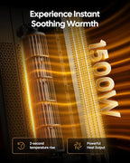 ComDomus Electric Heaters for Indoor Use, 32” Space Heater Large Room with Remote, 120° Oscillation, 5 Heat Levels, 3 Modes, Multiple Safety Protections, 1500W Ceramic Tower Heater for Bedroom, Silver