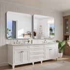 FORBATH 42x42 Inch Silver Bathroom Mirror for Over Sink, Large Square Wall Mirror with Metal Frame, Rounded Corners for Bathroom, Bedroom, Entryway Decor (Horizontal or Vertical)