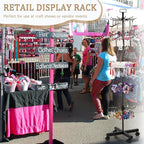 Exttlliy 5-Tier Metal Spinning Display Stand Rack with Wheels, Black Iron, 50 Hooks, Lockable Wheels, Ideal for Jewelry, Accessories, Foods