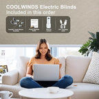 COOLWINDS Motorized Blinds with Remote Cordless Automatic Motorized Shades Custom Blinds for Windows Smart Curtains Compatible with Alexa Google Home(Blackout Sweet Latte,W36 x H72in)