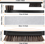 4 Pcs Horsehair Shine Shoes Brush Kit Polish Dauber Applicators Cleaning Leather Shoes Boots Care Brushes Suede Cleaner Brush with Microfiber Shoe Cloth(4 Pcs Black D)