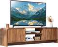 BERRYMERRY 63'' TV Stand for Up to 75" TVs,MCM TV Console Table with Big Arched Handle,Television Stands Entertainment Media Center with Sliding Door for Living Room Bedroom (Walnut)