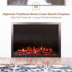Modern Ember Highmark Traditional 44 Inch Built-in Smart Electric Fireplace Insert | Alexa/WiFi Enabled - Remote Included | Electric Firebox Heater with Multi-Color Flames | 1500W