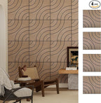 ARMURO 4 Packs Acoustic Wall Panels - Self-Adhesive 3D Wood Slat Wall Panel- Peel and Stick Sound Absorbing Panels for Noise Reducing - Feature Wall Decor for Home & Office