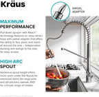 KRAUS Oletto Touchless Sensor Commercial Pull-Down Single Handle Kitchen Faucet with QuickDock Top Mount Assembly in Spot Free Stainless Steel, KSF-2631SFS