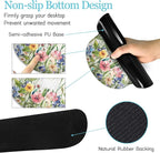 LIMKRIAN Flower Mouse Pad Set Large Desk Matt for Desktop, Ergonomic Mouse Pad with Wrist Rest, Gaming Wrist Support Keyboard Mat Cup Coaster Set Cute Office Desk Decor Accessories