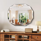 GLASHOM Frameless Bathroom Mirror, 30x36 inch Vanity Mirror Beveled Edge Wall Mounted, Modern Frameless Mirror for Bathroom, Living Room, Entryway Mirror Horizontal or Vertical