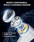 FrSara Fabric Shaver, Rechargeable Lint Remover, 3-Speed Electic Lint Shaver, 6-Blade Sweater Shavers to Remove Pilling, Battery Powered with LED Display for Furniture,Clothes, Upholstery, White
