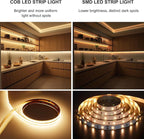 Pandery COB LED Strip,LED Strip Lights 5M/16.4ft,Touch Dimmable LED Strips,CRI90+,2700K Warm White cob led,1600LEDs,24V LED Tape Lights,Indoor for Bedroom, Kitchen, TV, Mirror,Cabinet