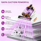 BESTING Mattress Vacuum Cordless with 16Kpa Suction & HEPA Dust Cups, 253.7nm UV-C Light & Ultrasonic, Low Noise Widened Suction Port Handheld Vacuum for Bed Pillows Couch Car Seat Rugs, Pearl White
