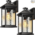 VIANIS Large Motion Sensor Outdoor Lights 2 Pack, Dusk to Dawn Outdoor Lighting with Water Glass, Easy-Install Aluminum Waterproof Hardwired Exterior Lights for Porch, Garage, Front Door